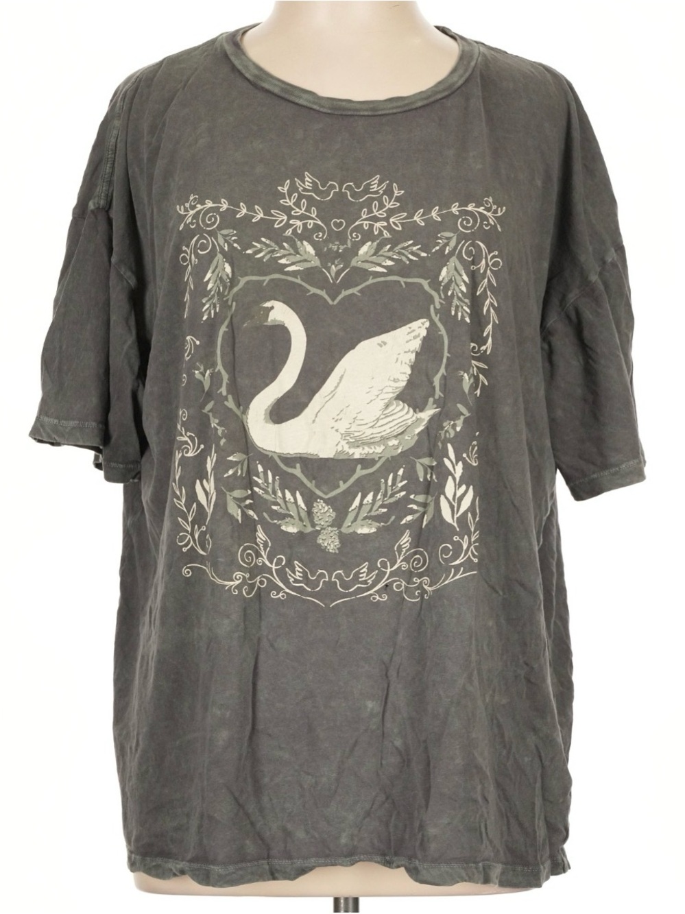 Washed Charcoal Swan Graphic Short Sleeve Tee